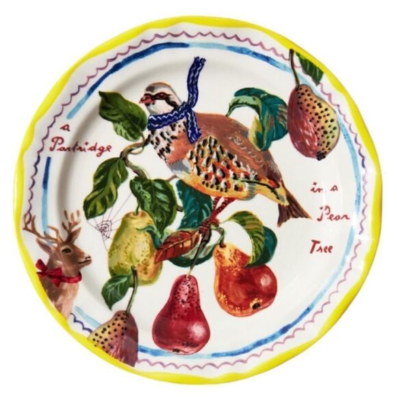 Anthropologie Nathalie Lete Dessert Plate A Partridge in a Pear Tree NEW - Picture 2 of 7